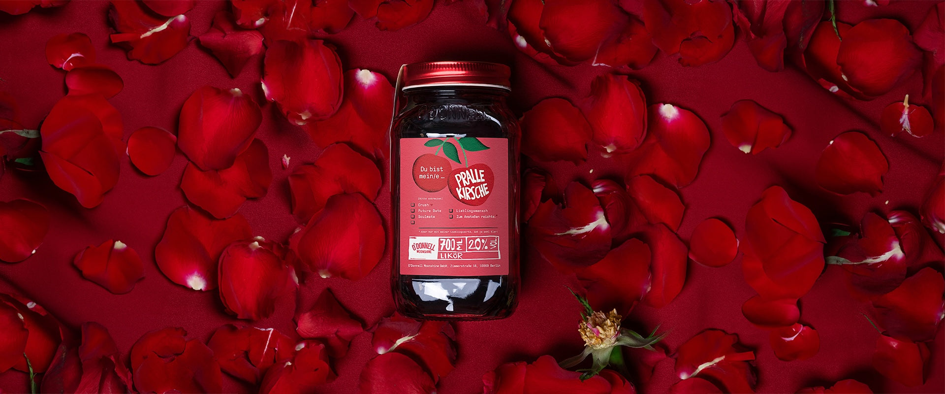 O’Donnell Moonshine Pralle Kirsche Love Edition 2025 700ml - Likör Valentinstag
